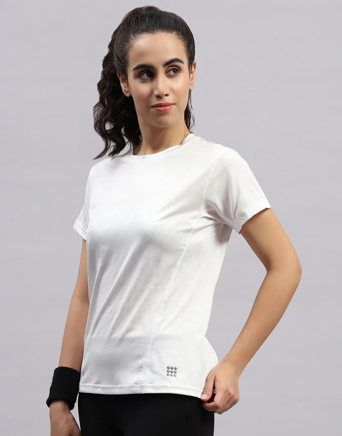 Rock.it Women White Self Design Round Neck Half Sleeve Top - Image 3