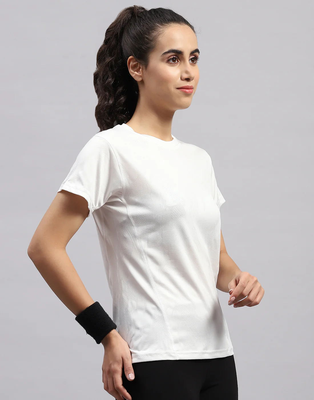 Rock.it Women White Self Design Round Neck Half Sleeve Top - Image 4