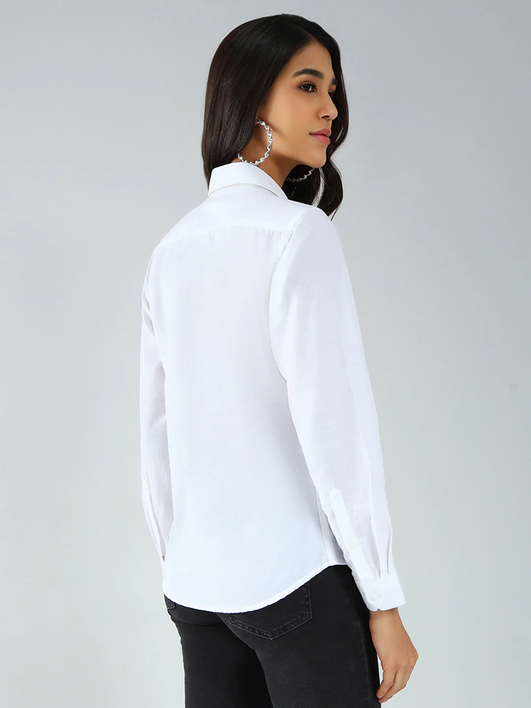 Rock.it Women White Solid Collar Full Sleeve Shirt - Image 5