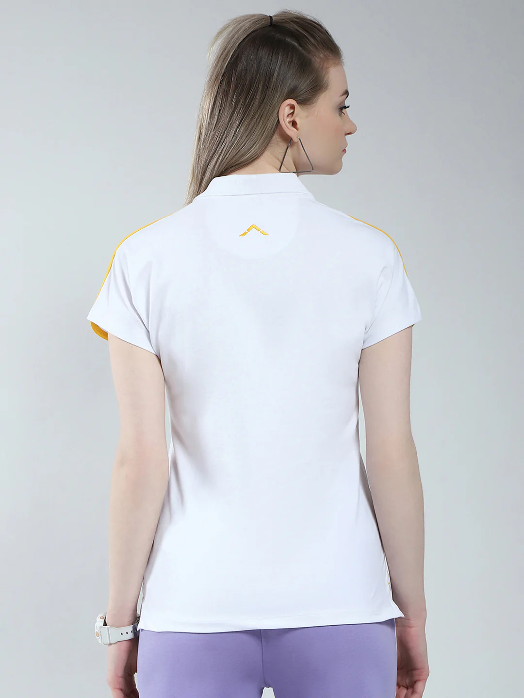 Rock.it Women White Solid Collar Half Sleeve T-Shirt - Image 5