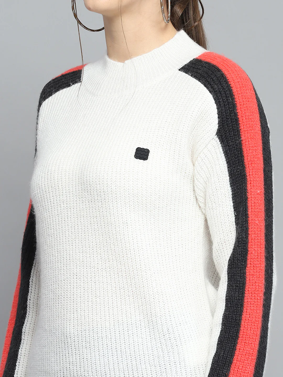 Rock.it Women White Solid Round Neck Full Sleeve Pullover - Image 7