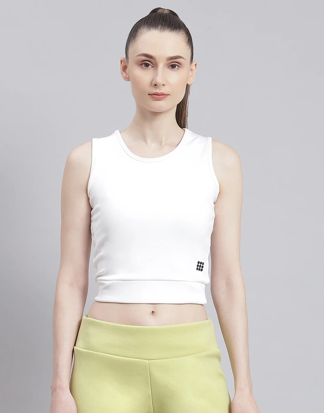 Rock.it Women White Solid Round Neck Sleeveless Top - Image 2