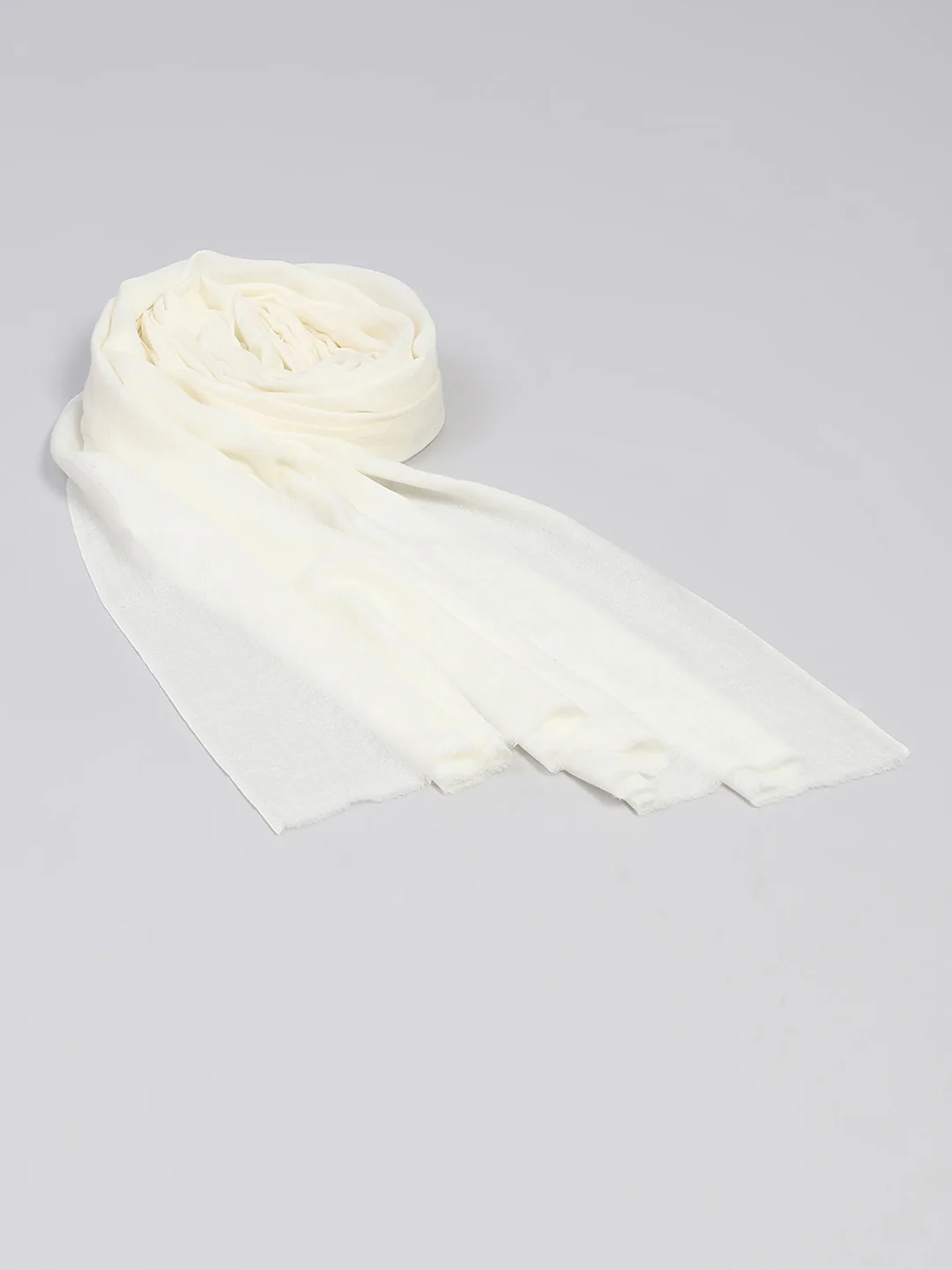 Women White Solid Shawl - Image 5