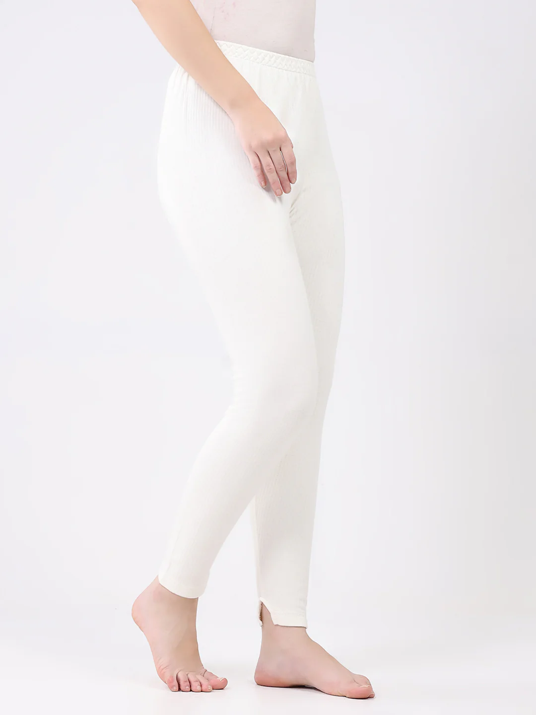 Women White Solid Thermal Lower - Image 4