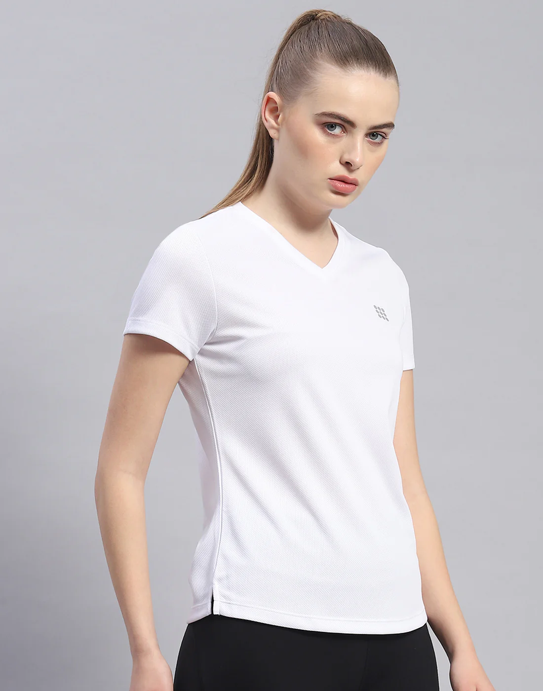 Rock.it Women White Solid V Neck Half Sleeve Top - Image 5