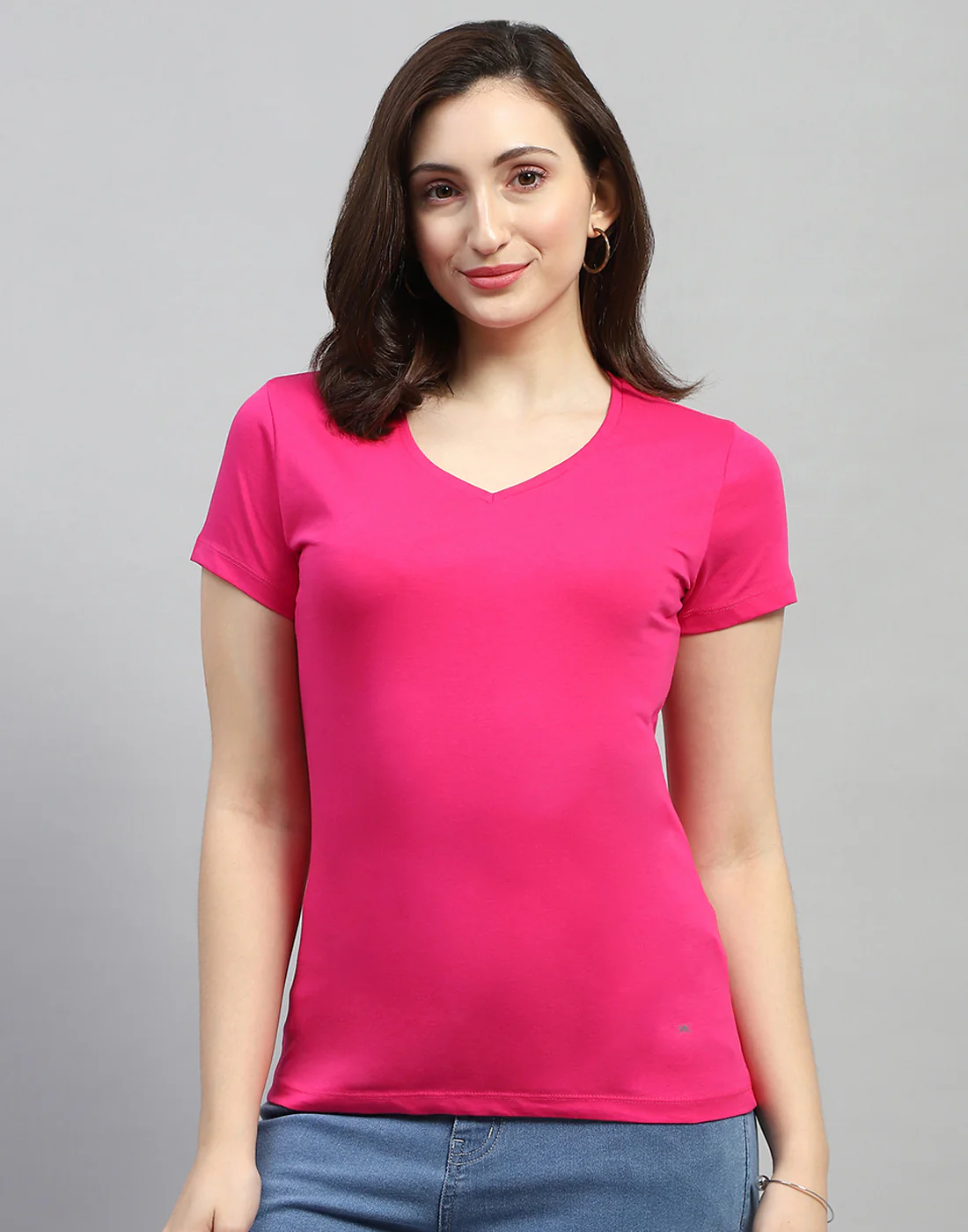 Women Yellow & Pink Solid V Neck Half Sleeve Top (Pack of 2) - Image 3