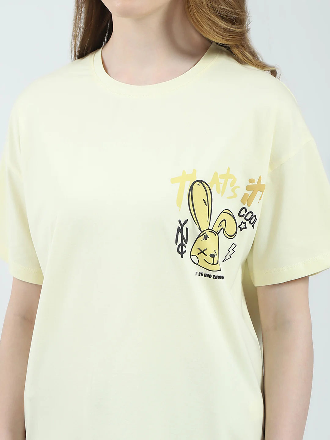 Women Yellow Printed Round Neck Half Sleeve Top - Image 7