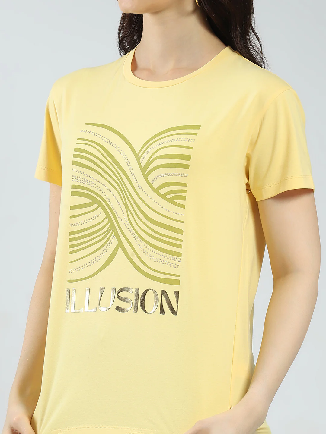 Women Yellow Printed Round Neck Half Sleeve Top - Image 7