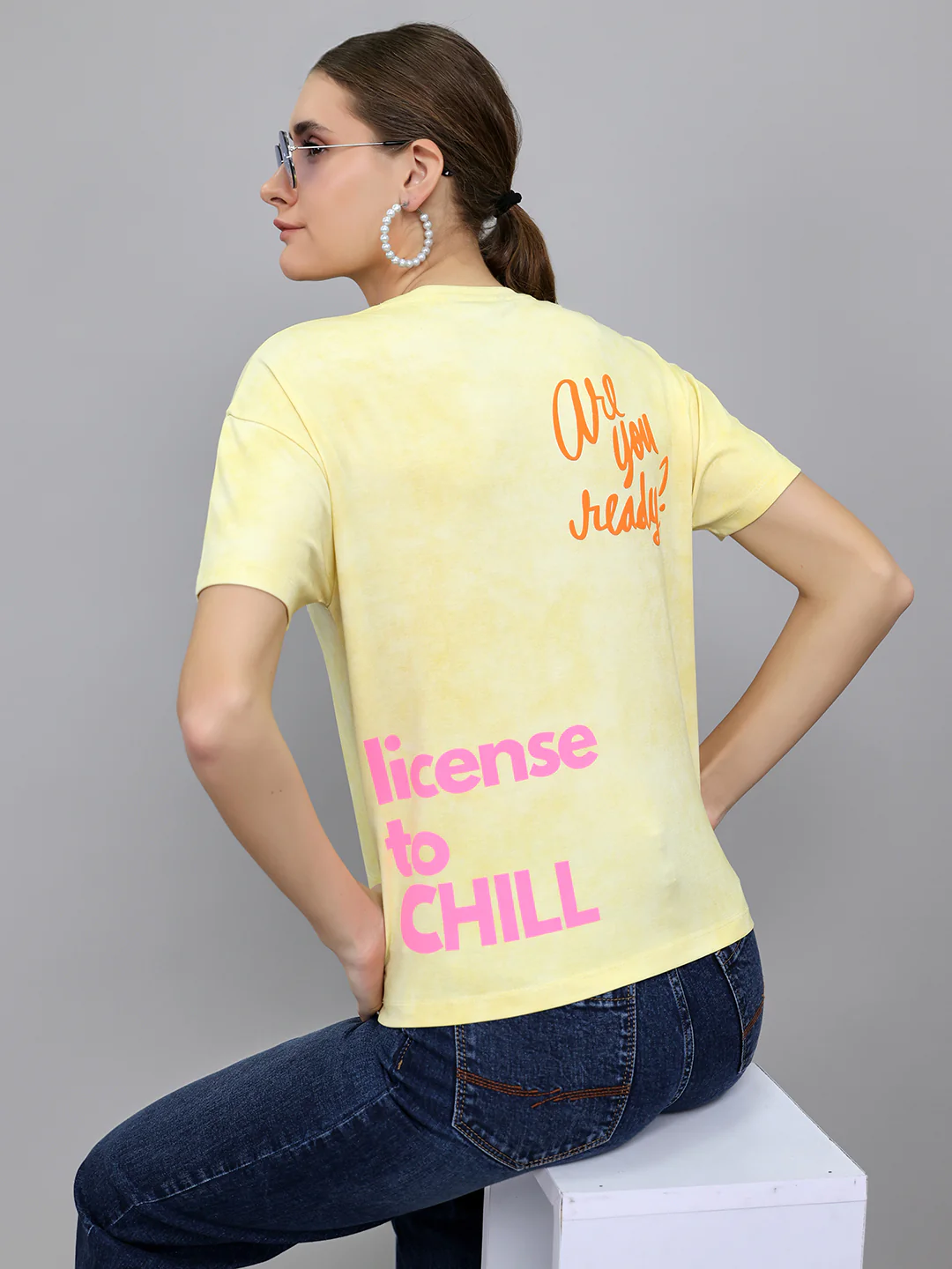 Women Yellow Printed Round Neck Half Sleeve Top - Image 4