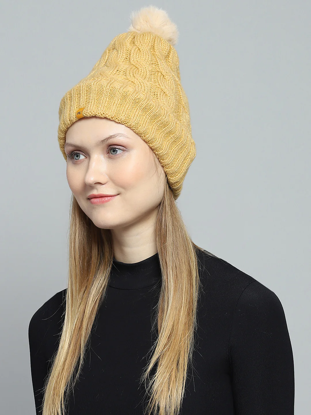 Women Yellow Self Design Cap - Image 3
