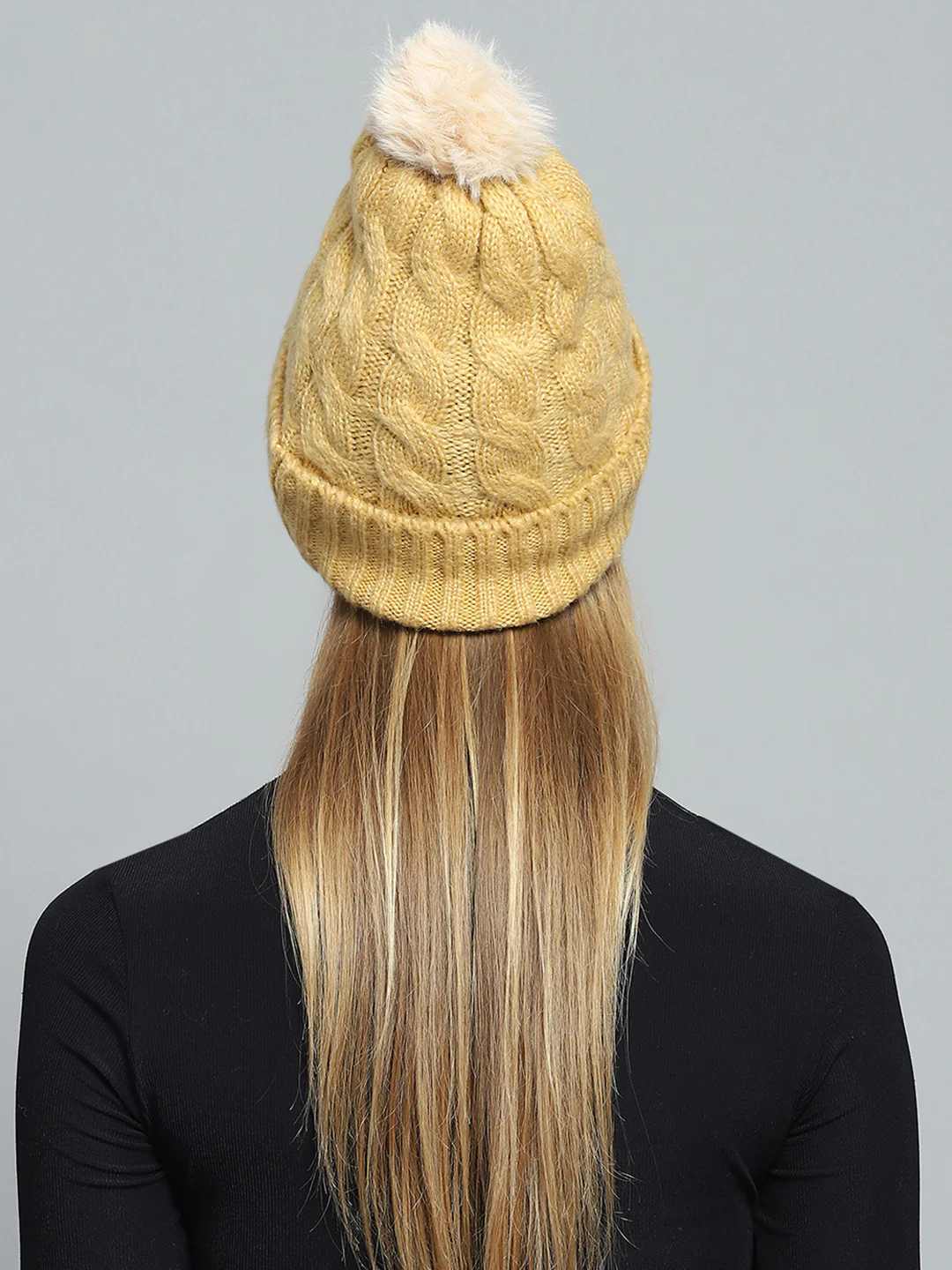 Women Yellow Self Design Cap - Image 5