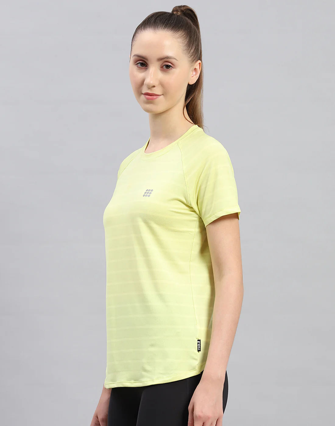 Rock.it Women Yellow Self Design Round Neck Half Sleeve Top - Image 3