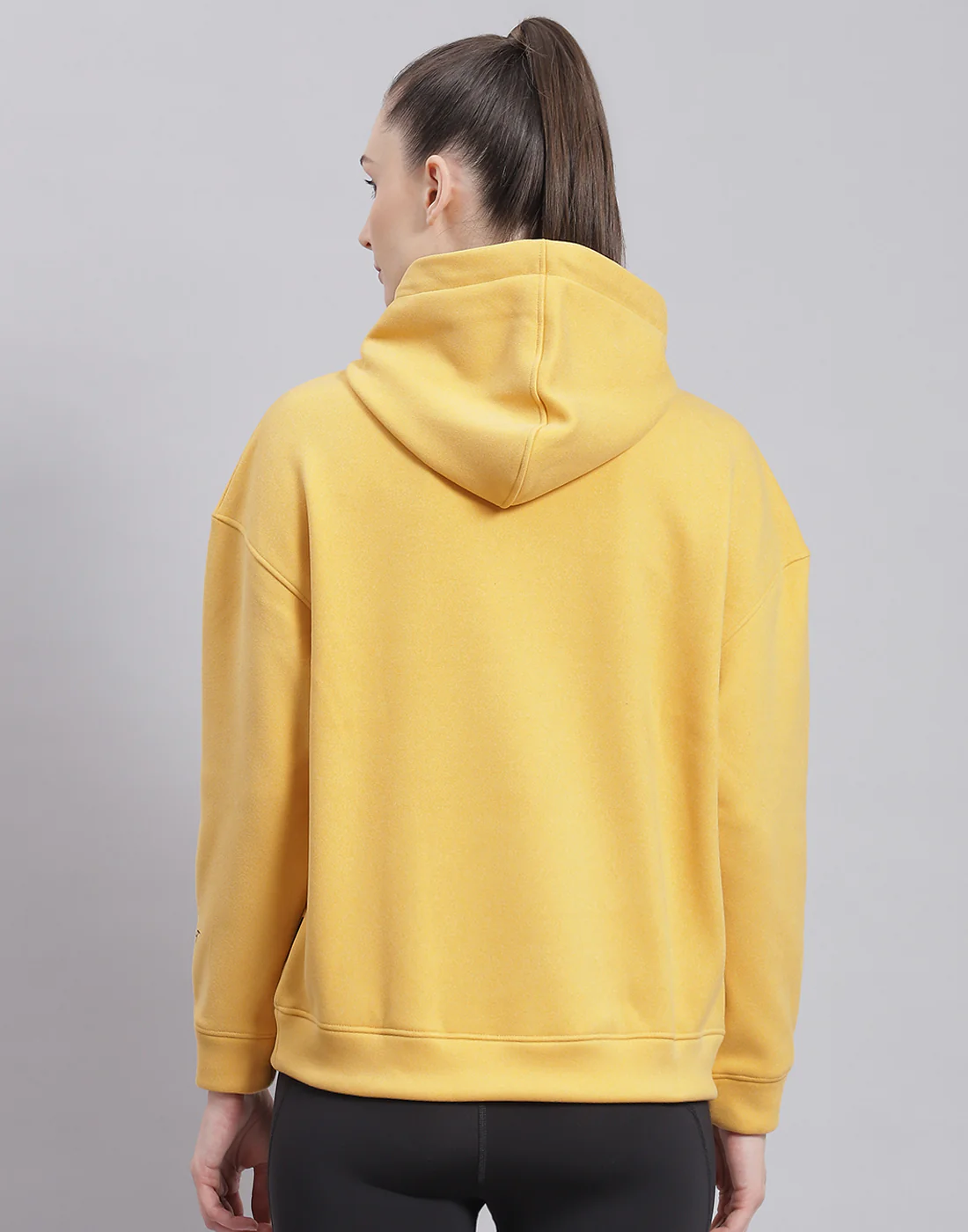 Rock.it Women Yellow Solid Hooded Full Sleeve Sweatshirt - Image 5