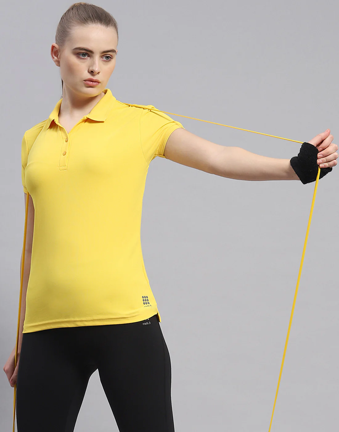 Rock.it Women Yellow Solid Polo Collar Half Sleeve T-Shirt - Image 6