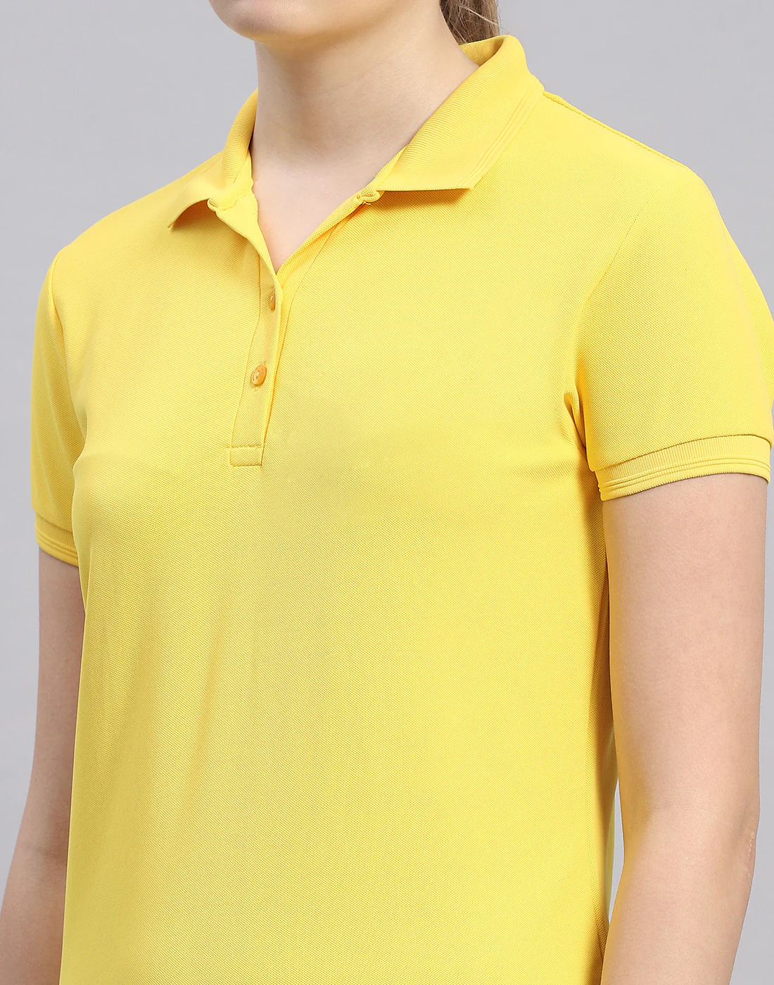 Rock.it Women Yellow Solid Polo Collar Half Sleeve T-Shirt - Image 7