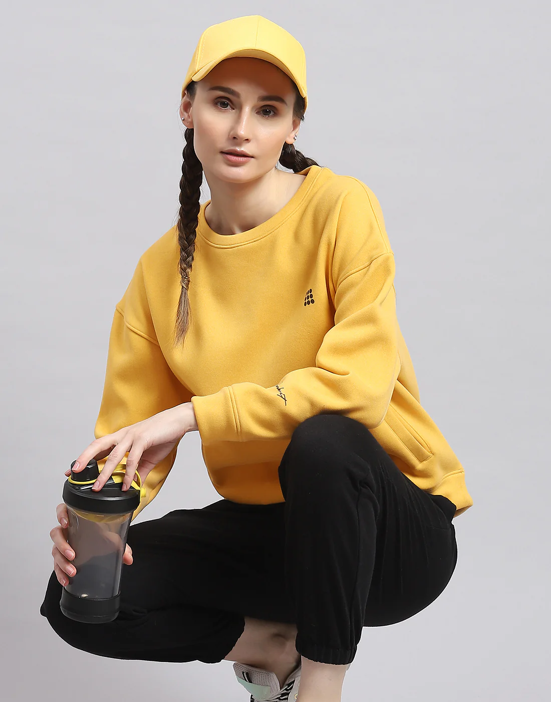 Rock.it Women Yellow Solid Round Neck Full Sleeve Sweatshirt - Image 6