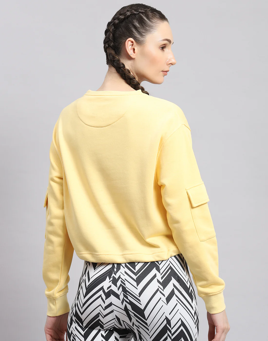 Rock.it Women Yellow Solid Round Neck Full Sleeve Sweatshirt - Image 4