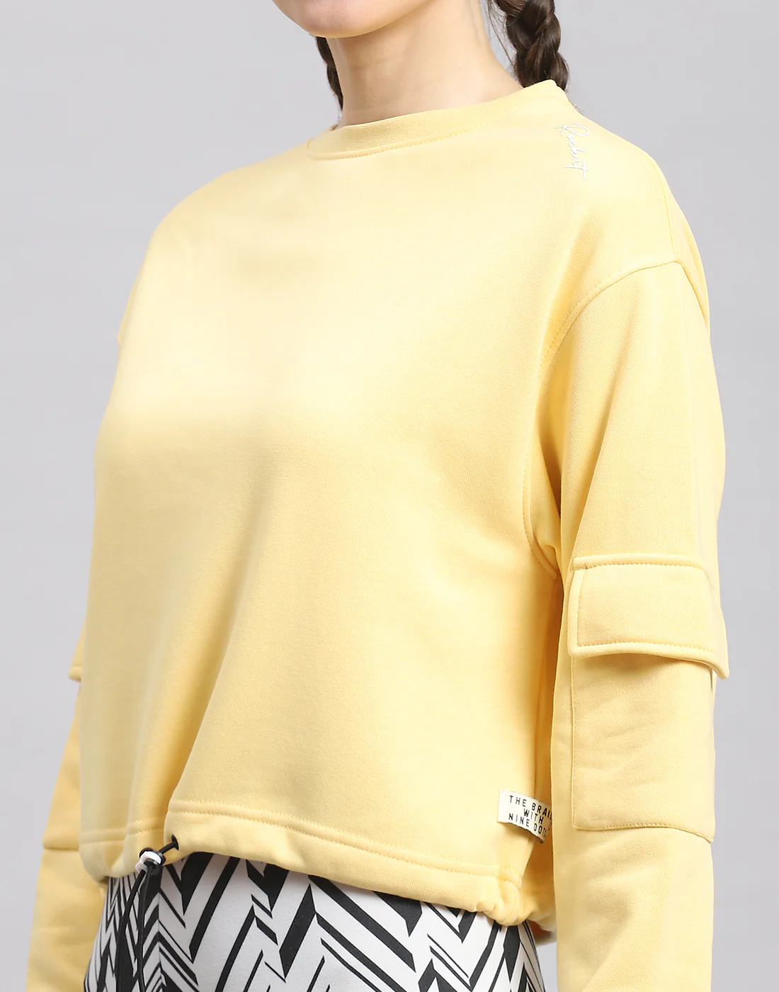 Rock.it Women Yellow Solid Round Neck Full Sleeve Sweatshirt - Image 7