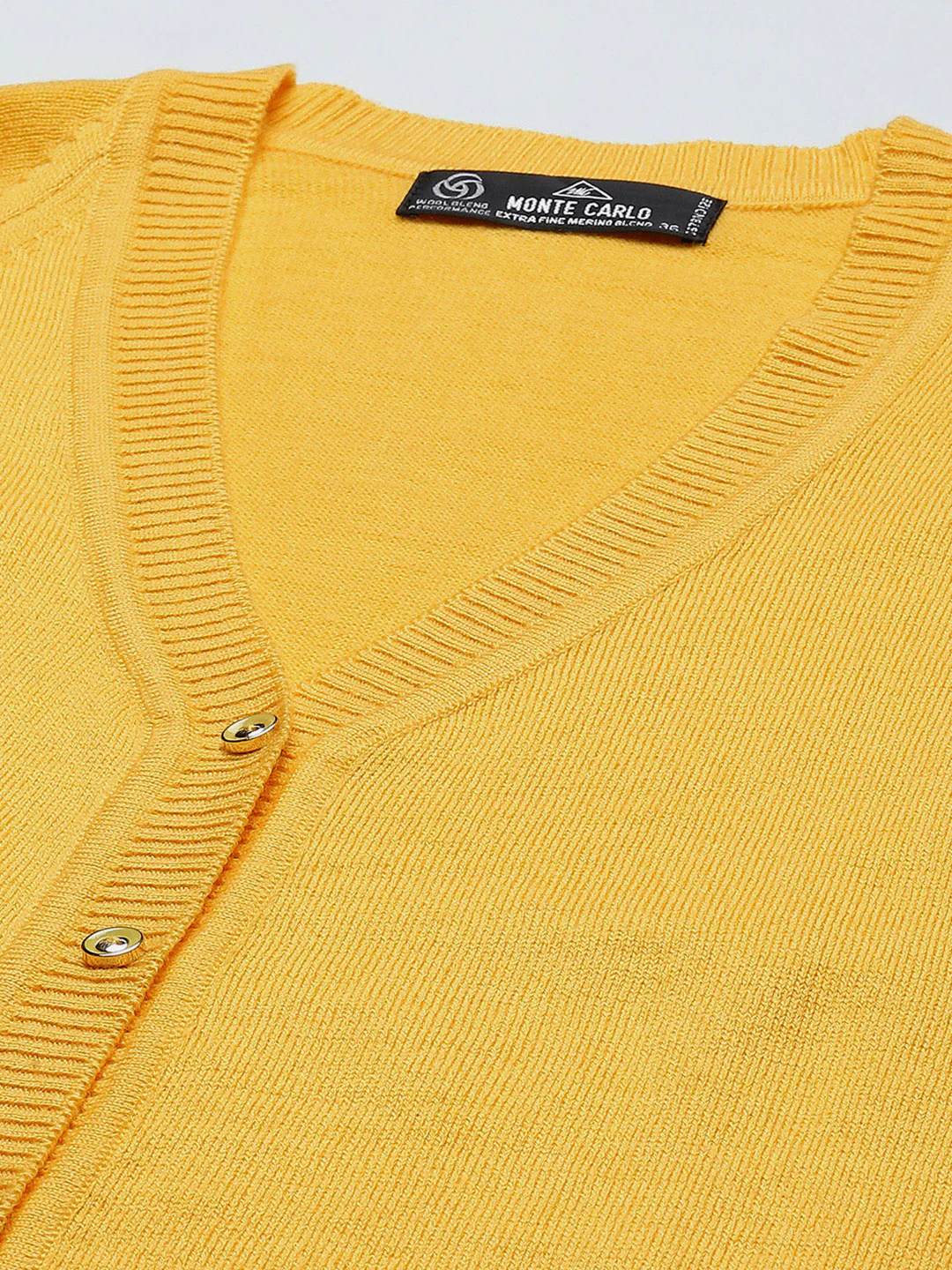 Women Yellow Solid V Neck Full Sleeve Cardigan - Image 7